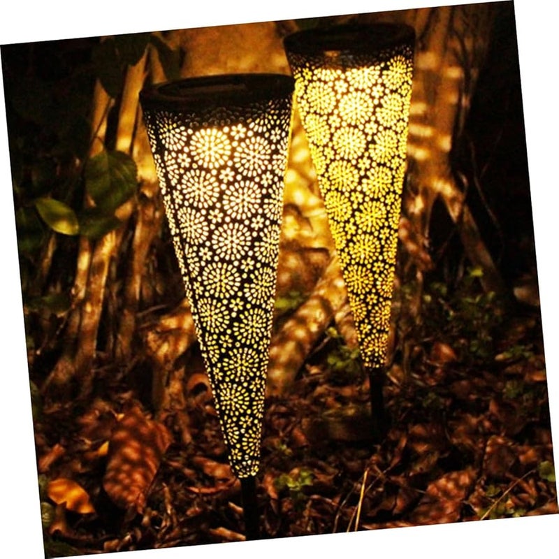 Solar Outdoor Lawn Light Garden Decor Led Cone Shape Pathway Lighting Warm White - Image 5
